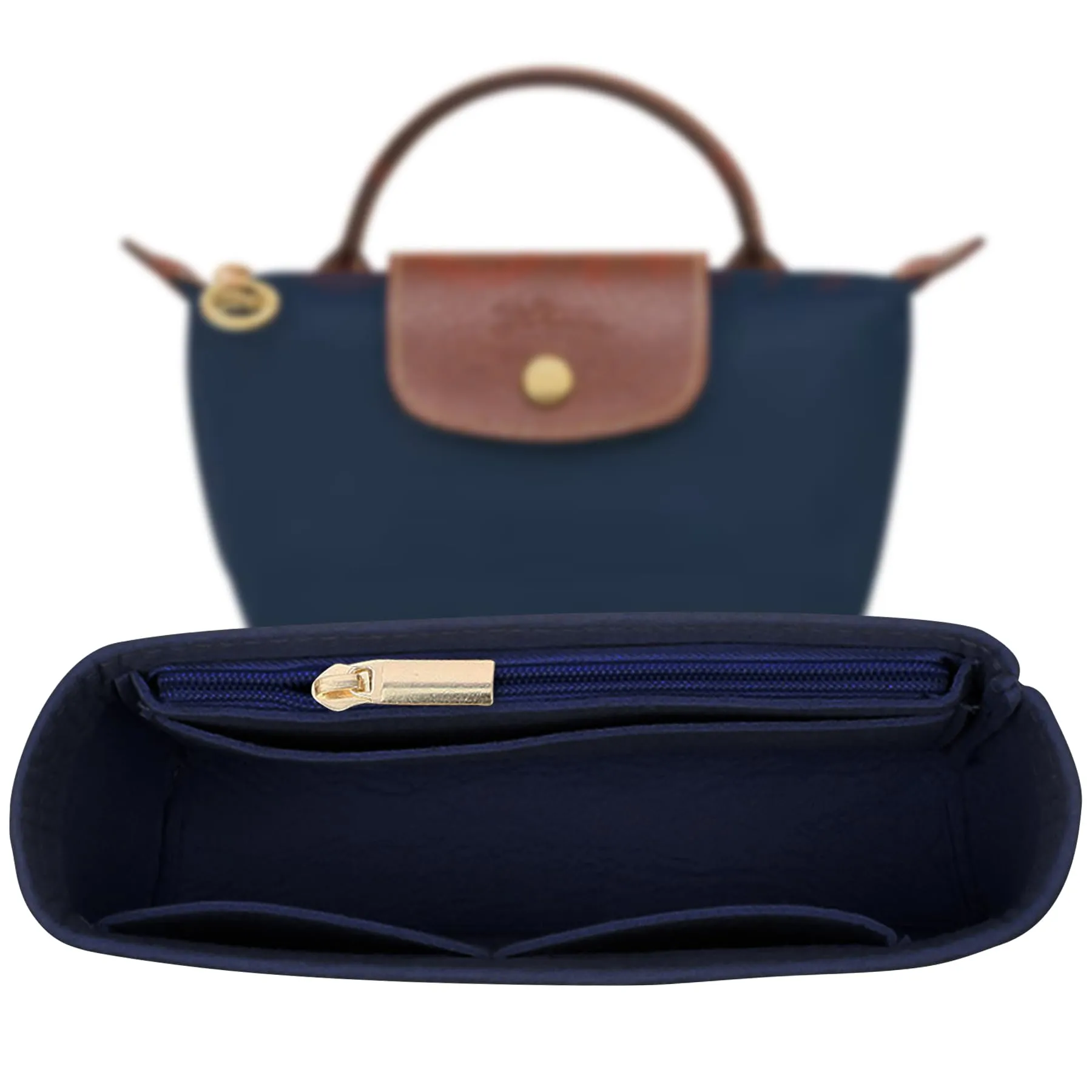 Sunshine smile Felt Organizer Insert for Longchamp Pliage Mini B, Blue - immagine 1