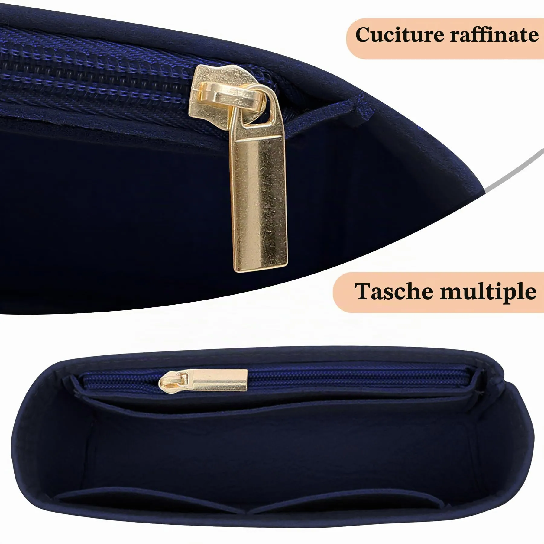 Sunshine smile Felt Organizer Insert for Longchamp Pliage Mini B, Blue - immagine 3