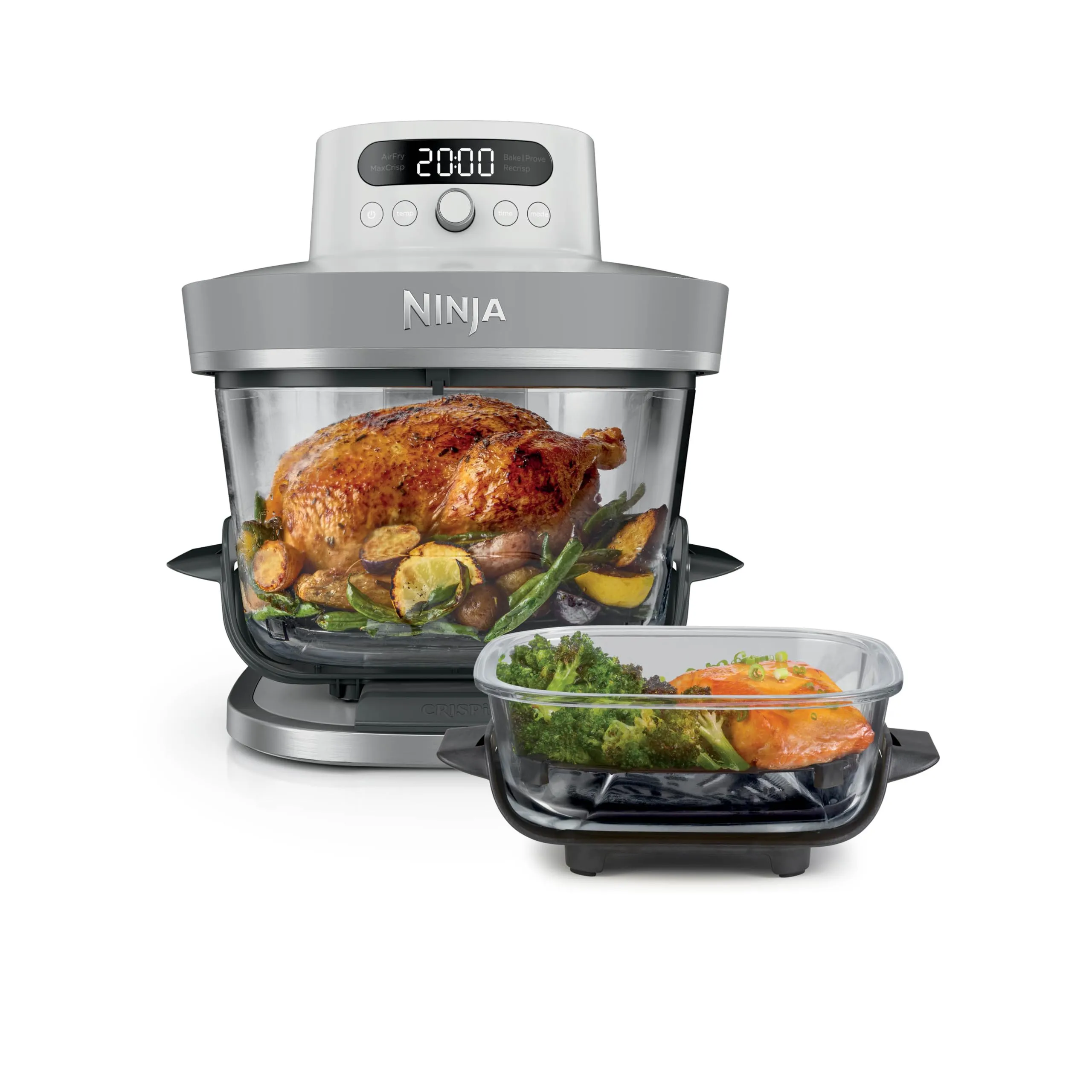 Ninja CrisPi Pro XL Friggitrice ad Aria in Vetro, 5,7L + 2,3L, Bianco AS090EUWH - immagine 1