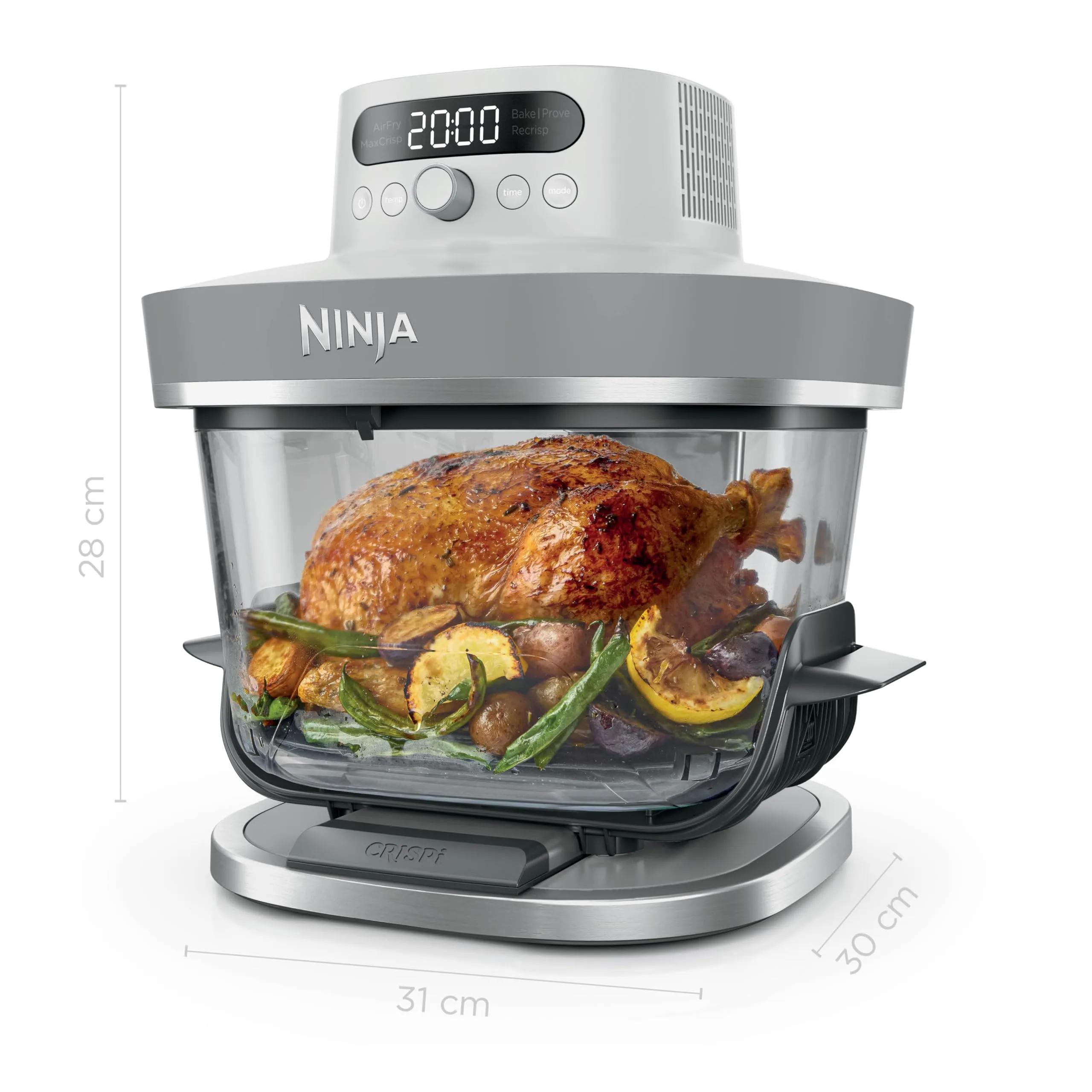 Ninja CrisPi Pro XL Friggitrice ad Aria in Vetro, 5,7L + 2,3L, Bianco AS090EUWH - immagine 3