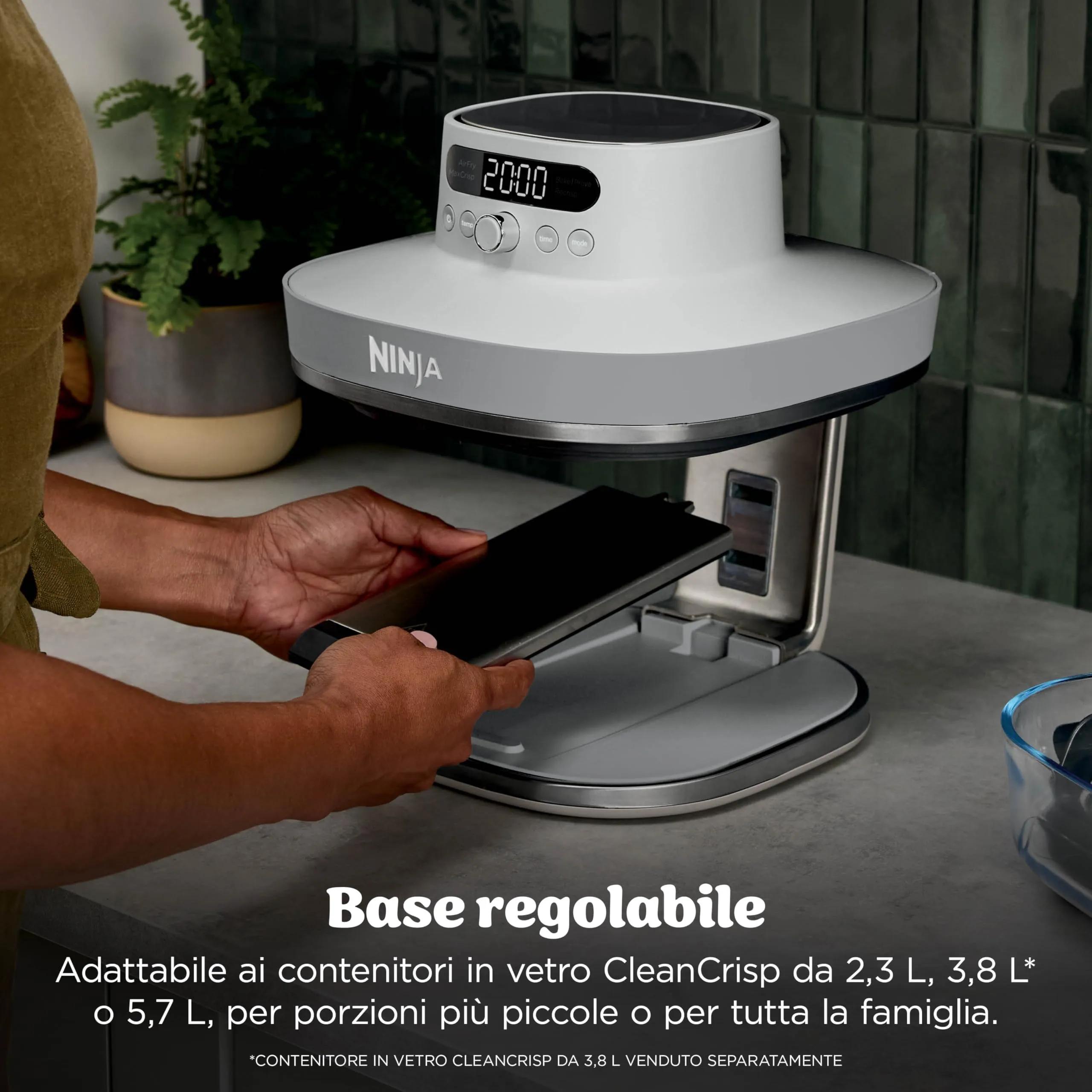 Ninja CrisPi Pro XL Friggitrice ad Aria in Vetro, 5,7L + 2,3L, Bianco AS090EUWH - immagine 5
