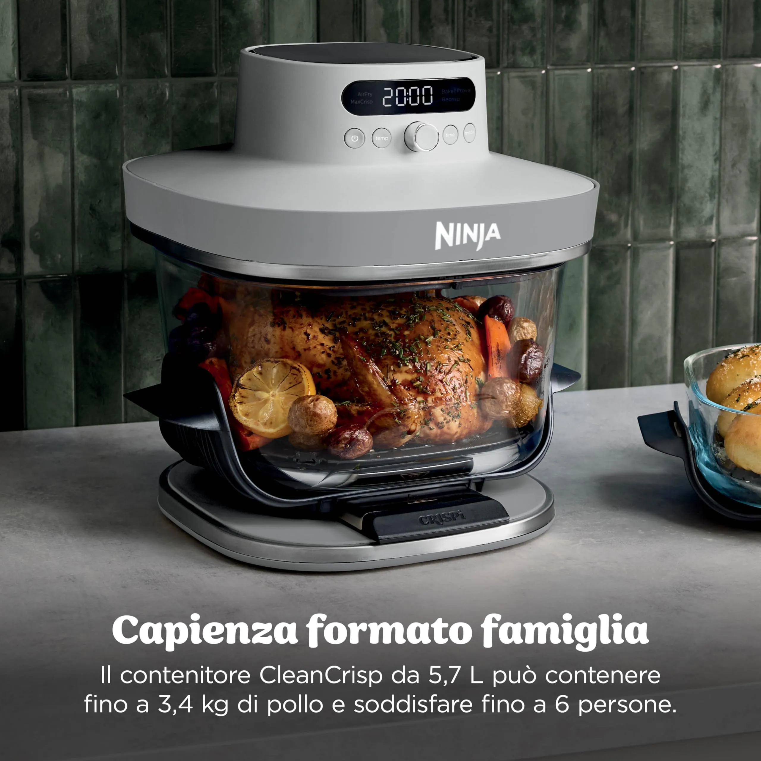Ninja CrisPi Pro XL Friggitrice ad Aria in Vetro, 5,7L + 2,3L, Bianco AS090EUWH - immagine 7