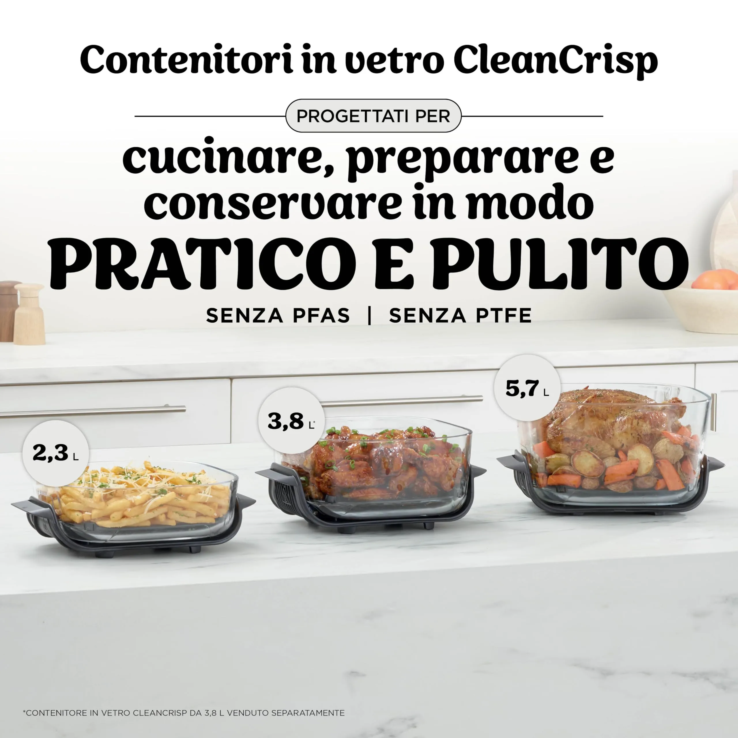 Ninja CrisPi Pro XL Friggitrice ad Aria in Vetro, 5,7L + 2,3L, Bianco AS090EUWH - immagine 11