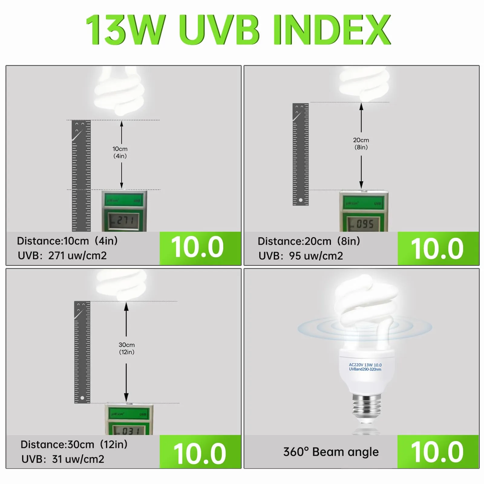 Caldarax Lampada UVB 10.0 per Rettili 13W E27 UVA UVB per Tartarughe, Lucertole, Serpenti, Camaleonti e Draghi Barbuti - immagine 4