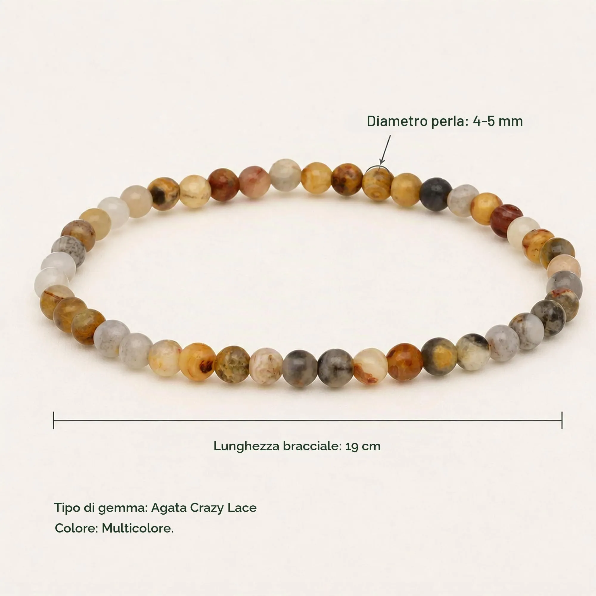 Lebensquelle Plus Mini Bracciale con Perline 4-5 mm Agata Crazy Lace - immagine 3