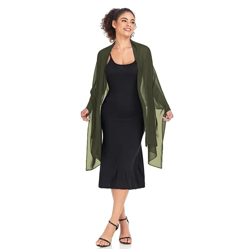 Van Der Rich Stola in Mussola di Seta Foulard Scialle Leggero Donna - Cachi - immagine 3