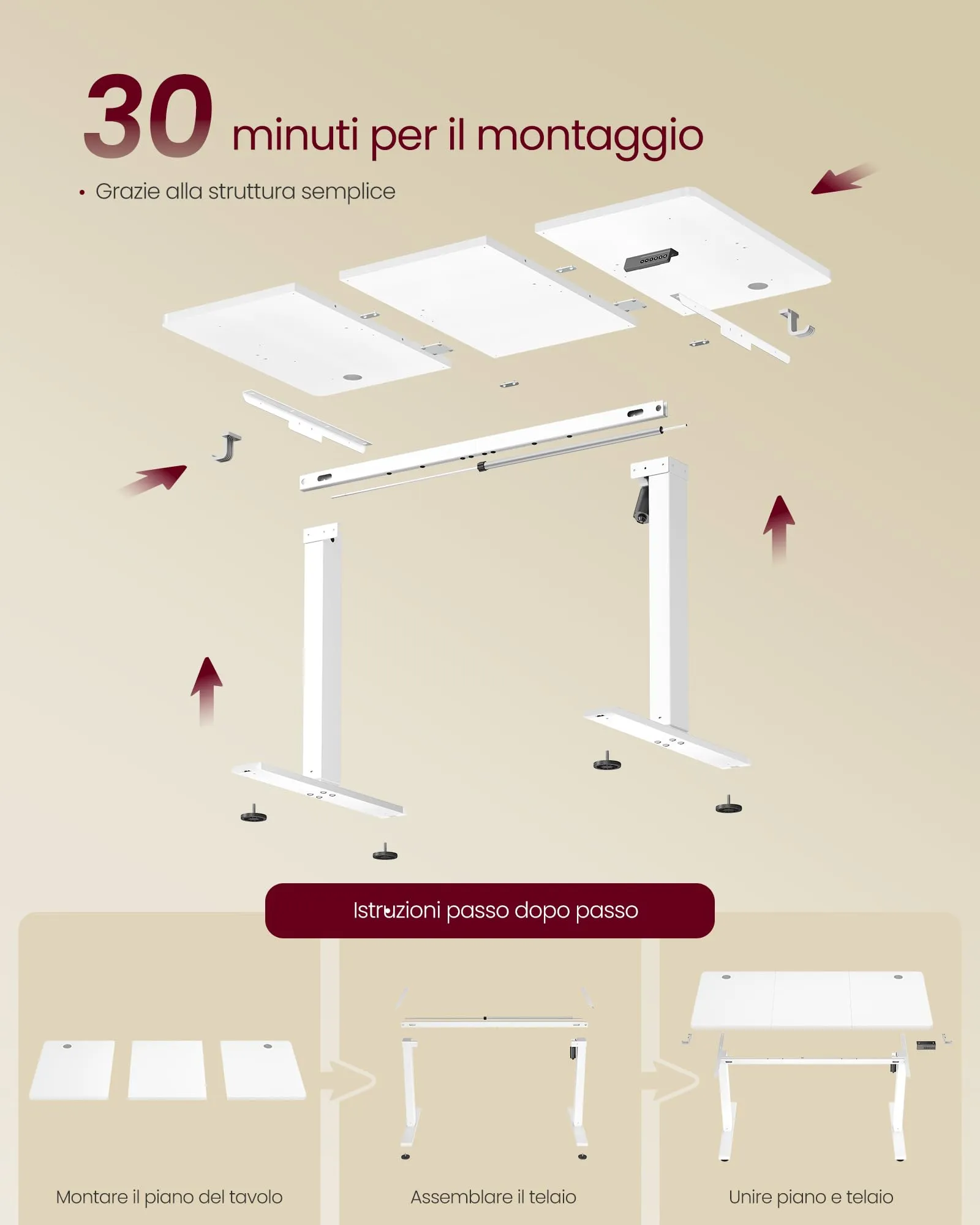 VASAGLE Scrivania Elettrica Regolabile in Altezza, 120x60x(72-120) cm, Bianco Nuvola - immagine 7