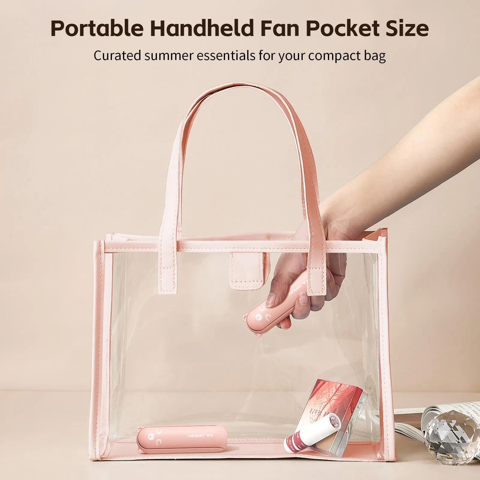 Morelax Mini Ventilatore Portatile 3 in 1 USB, Pieghevole, con Power Bank e Torcia (Rosa) - immagine 2