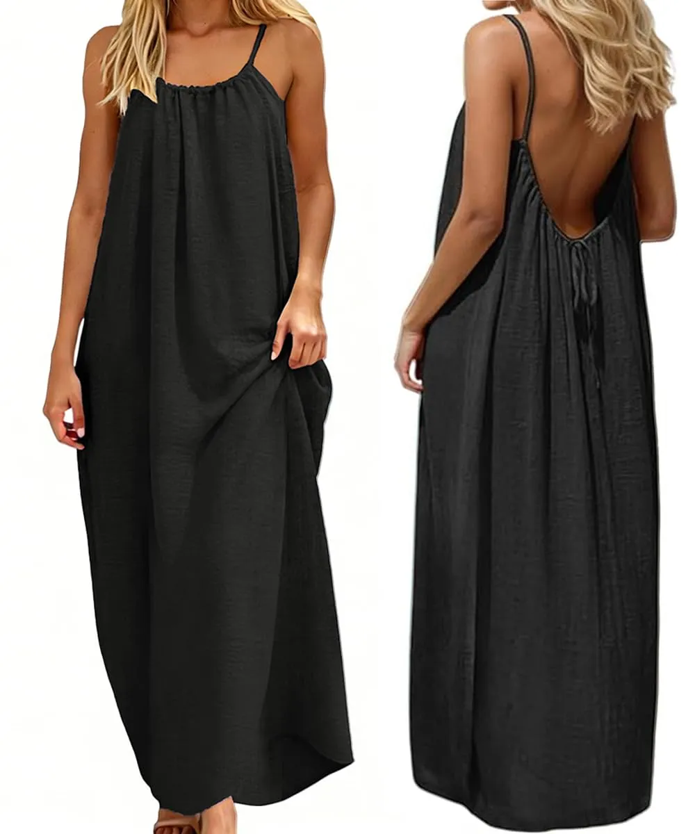 ABINGOO Vestito Estivo Lungo Donna Schiena Scoperta Maxi Abito Casual - immagine 1