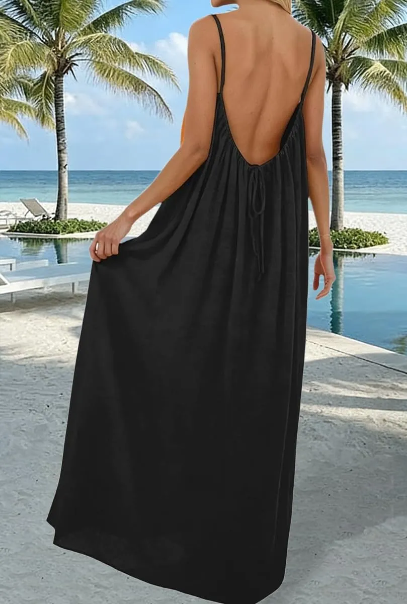 ABINGOO Vestito Estivo Lungo Donna Schiena Scoperta Maxi Abito Casual - immagine 5