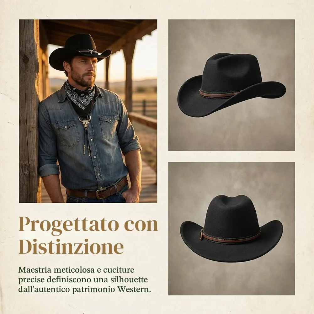 WFKKMEQ Set Accessori Costume da Cowboy 7 Pezzi con Cappello, Bandana, Fondine, Cinture, Collana e Distintivo (Marrone) - immagine 3