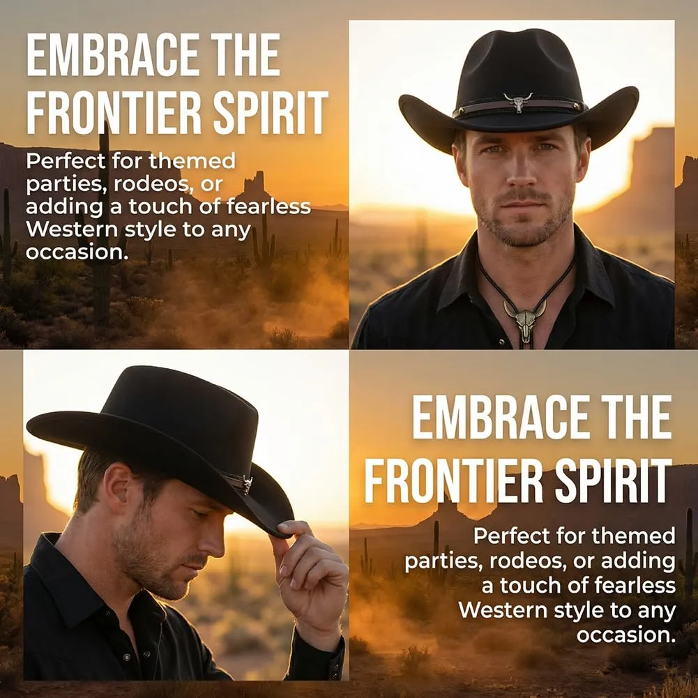 WFKKMEQ Set Accessori Costume da Cowboy 7 Pezzi con Cappello, Bandana, Fondine, Cinture, Collana e Distintivo (Marrone) - immagine 4