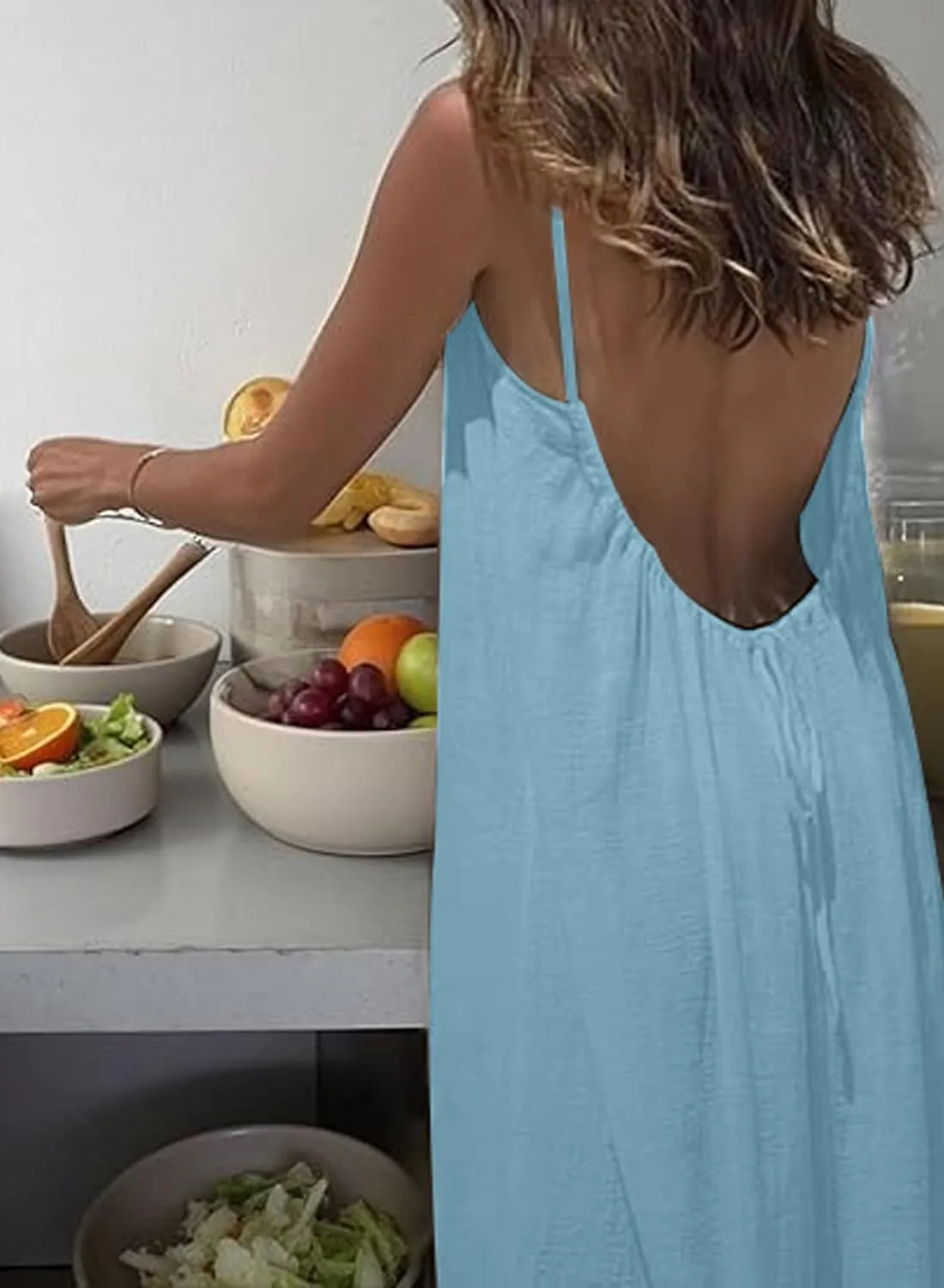 ABINGOO Vestito Estivo Lungo Donna Schiena Scoperta Casual Maxi Abito - immagine 3