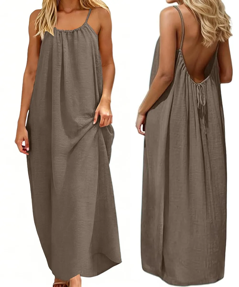 ABINGOO Vestito Estivo Lungo Donna Schiena Scoperta Maxi Abito - immagine 1