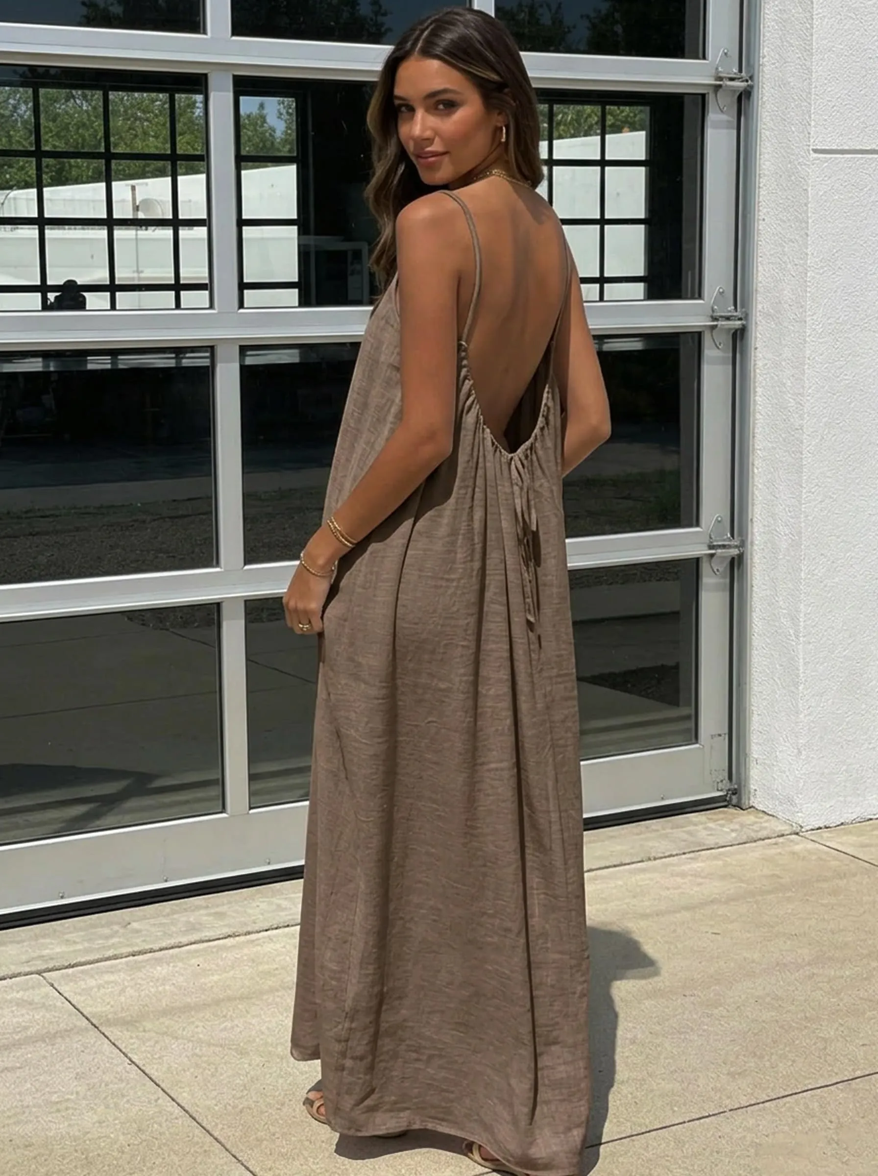 ABINGOO Vestito Estivo Lungo Donna Schiena Scoperta Maxi Abito - immagine 4
