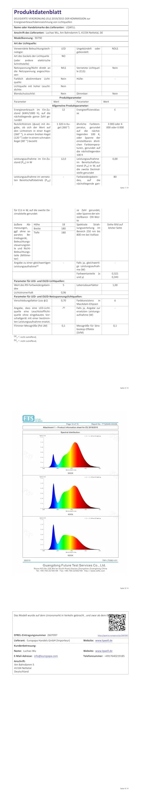 LQWELL Plafoniera a LED IP44, 12W, 1320LM, 3000K/4000K/6000K, 180 x 18 mm - immagine 11