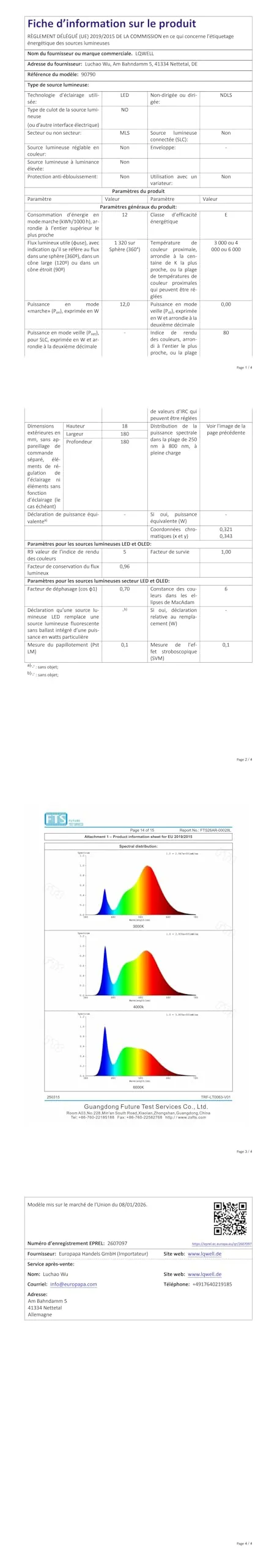 LQWELL Plafoniera a LED IP44, 12W, 1320LM, 3000K/4000K/6000K, 180 x 18 mm - immagine 13