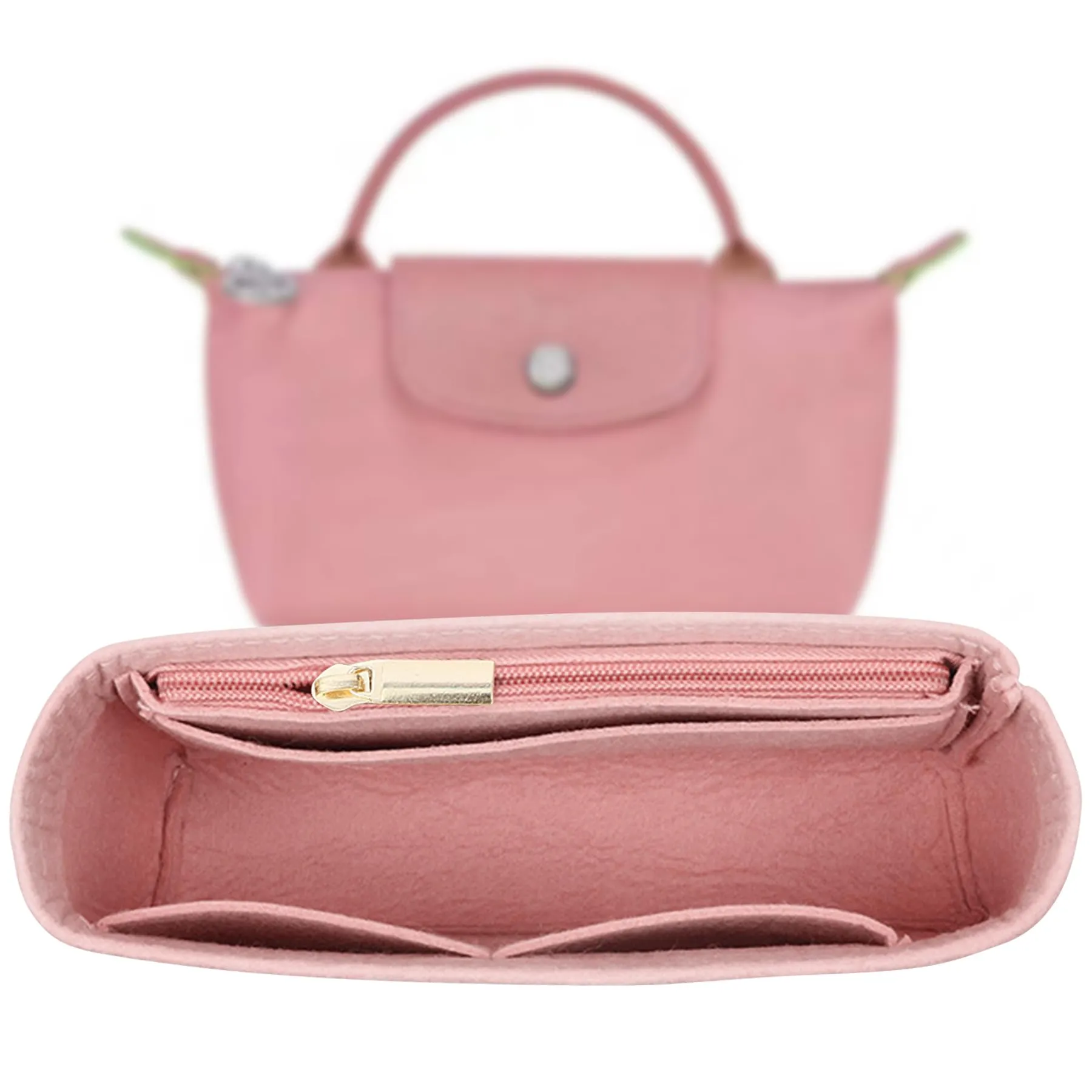 Sunshine Smile Organizer in Feltro per Longchamp Pliage Borsa Donna, Mini B, Rosa - immagine 1