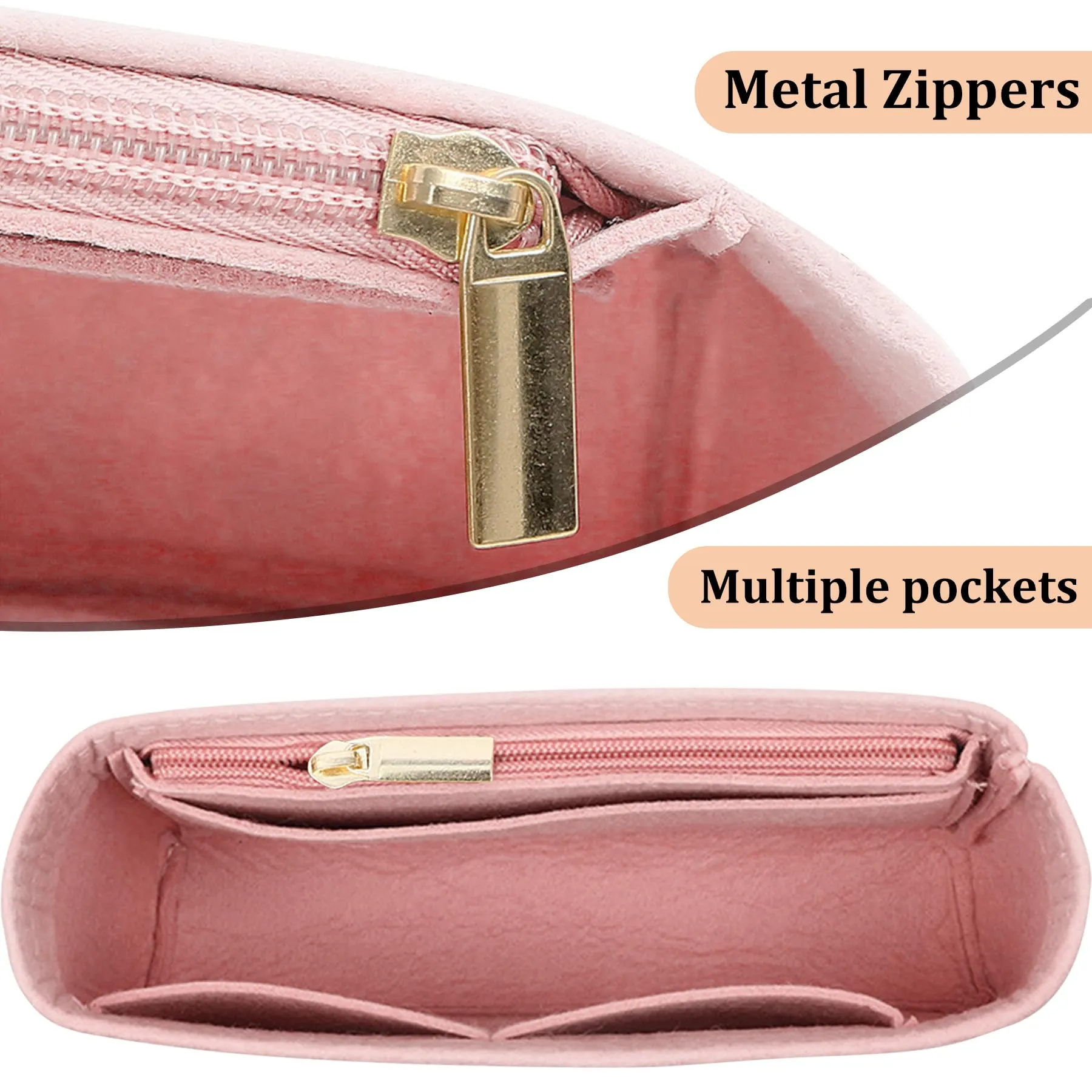 Sunshine Smile Organizer in Feltro per Longchamp Pliage Borsa Donna, Mini B, Rosa - immagine 3