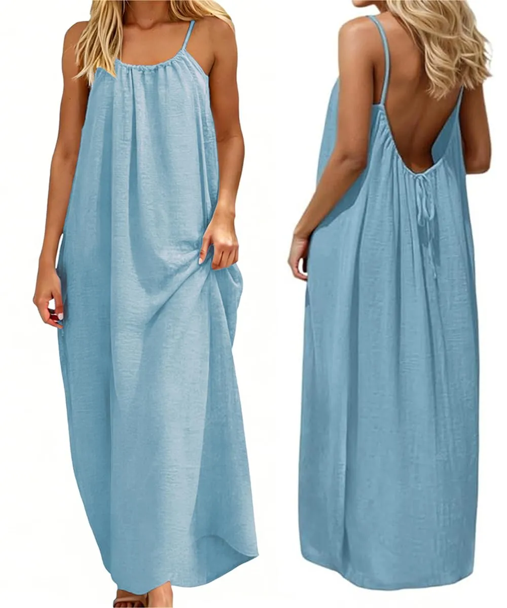 ABINGOO Vestito Estivo Lungo Donna Schiena Scoperta Casual Maxi Abito - immagine 1