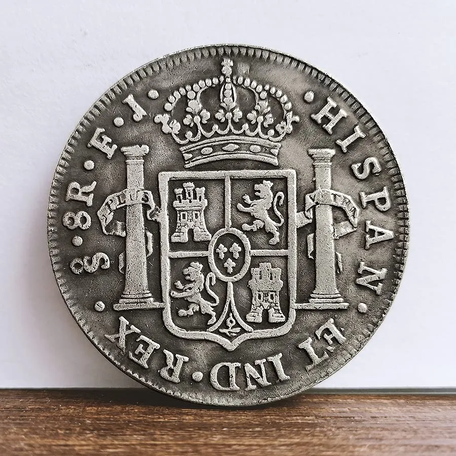 Riproduzione Moneta Antica Spagnola Ferdinand VII Pillar in Argento - immagine 3
