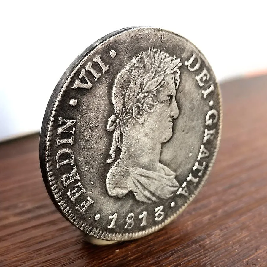 Riproduzione Moneta Antica Spagnola Ferdinand VII Pillar in Argento - immagine 4