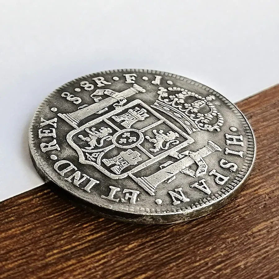 Riproduzione Moneta Antica Spagnola Ferdinand VII Pillar in Argento - immagine 5