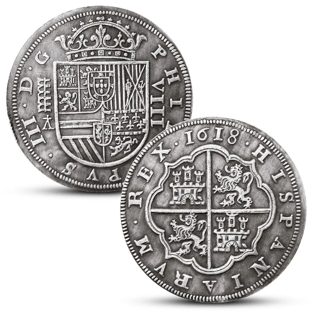 Riproduzione Moneta Antica Spagnola Filippo III in Argento - immagine 1