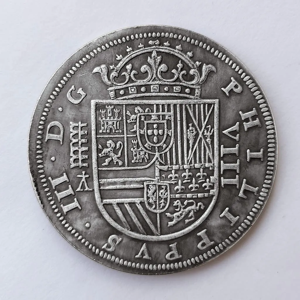 Riproduzione Moneta Antica Spagnola Filippo III in Argento - immagine 3
