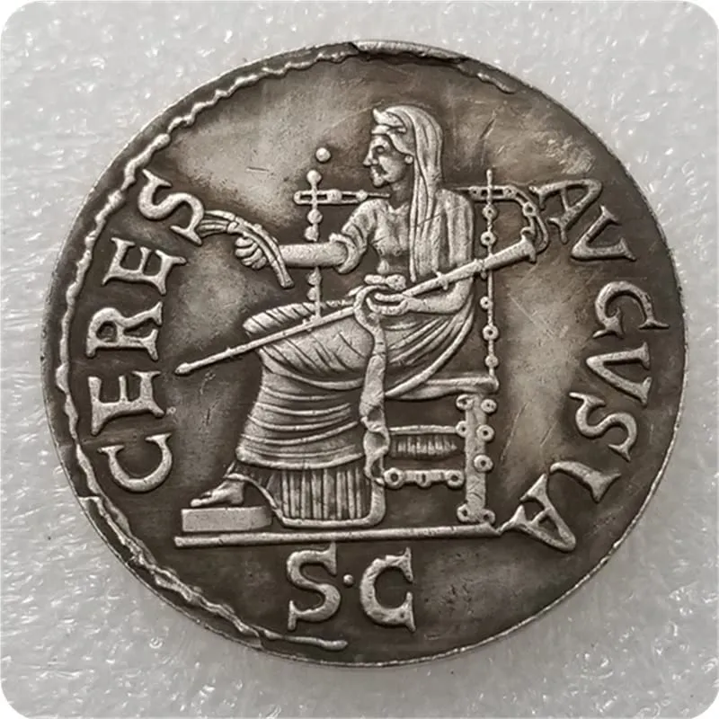 Riproduzione Moneta Antica Roma Caesar Ceres in Argento - immagine 3