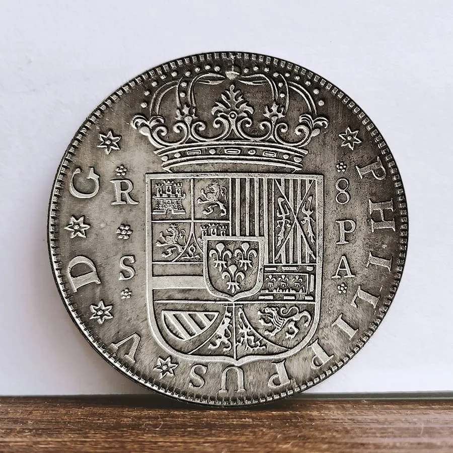 Riproduzione Moneta Antica Spagnola Filippo V in Argento - immagine 2
