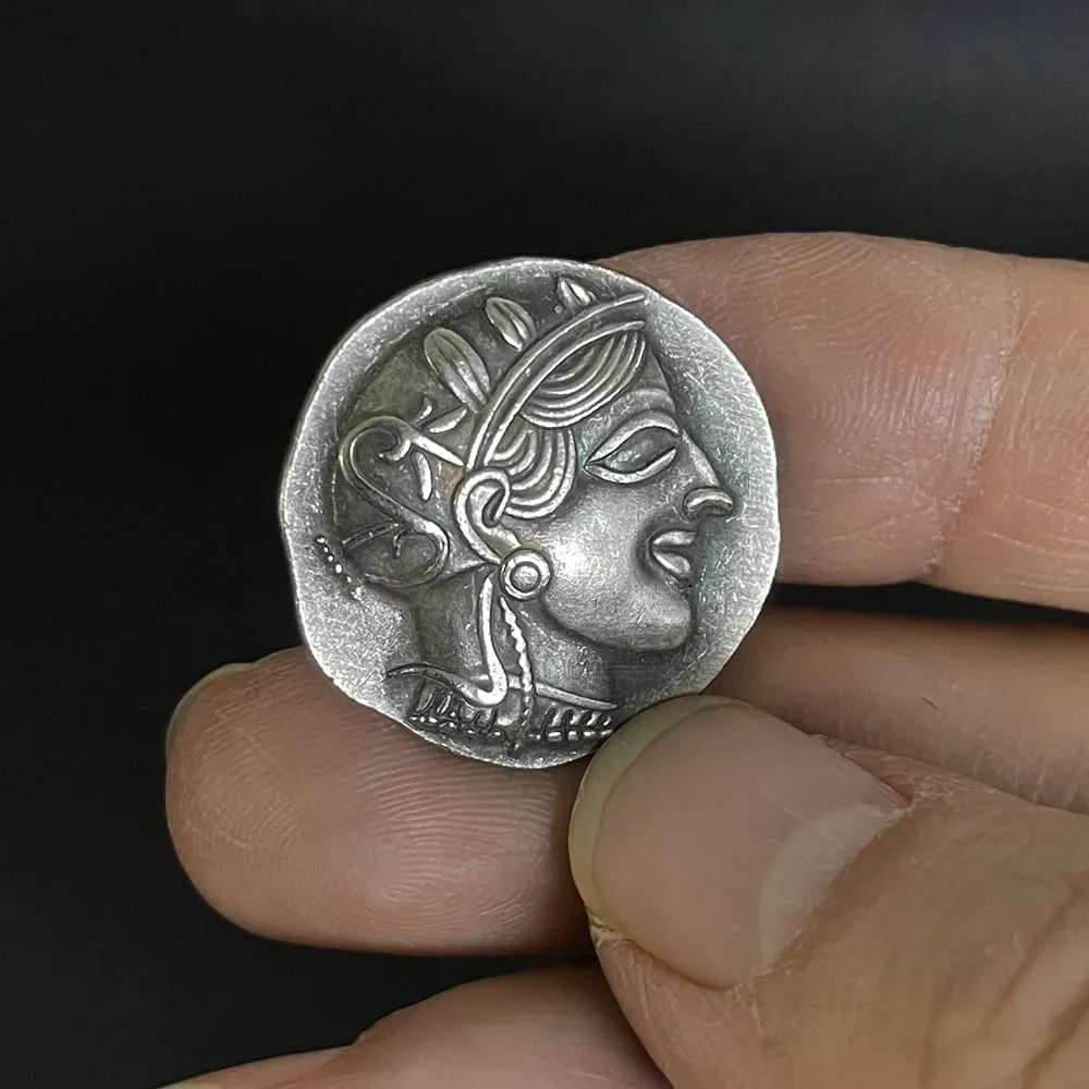 Riproduzione Moneta Antica Greca Civetta di Atene in Argento - immagine 3