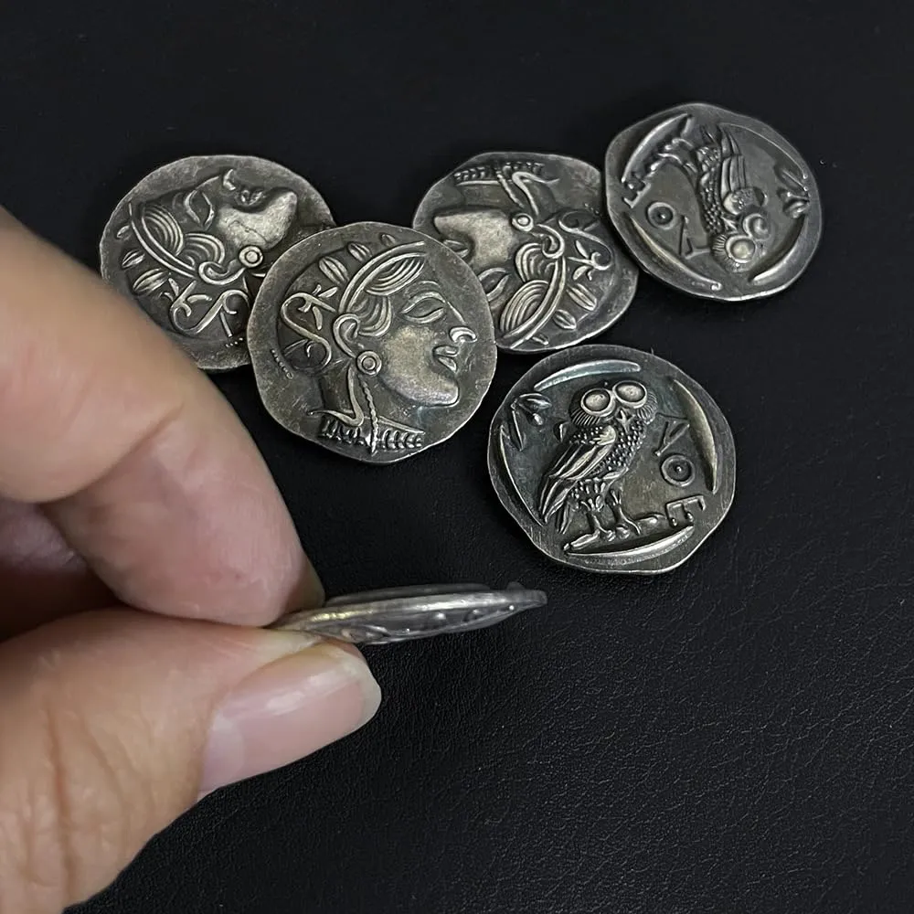 Riproduzione Moneta Antica Greca Civetta di Atene in Argento - immagine 5