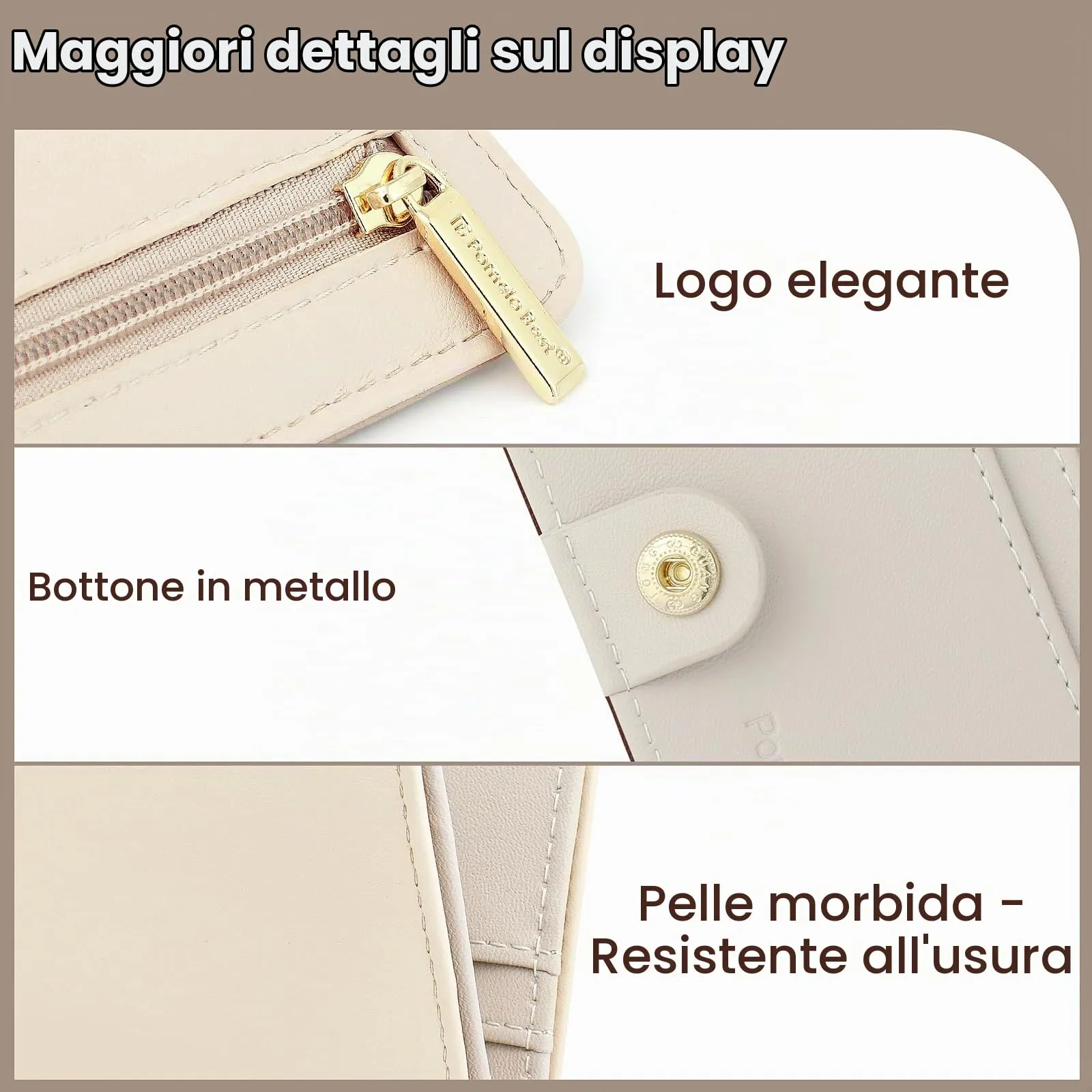 Pomelo Best Portafoglio da Donna Piccolo in Pelle PU con Blocco RFID, Colore Crema - immagine 6