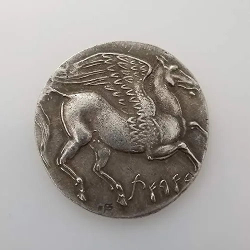 Riproduzione Moneta Antica Greca Corinto Pegasus in Argento - immagine 2