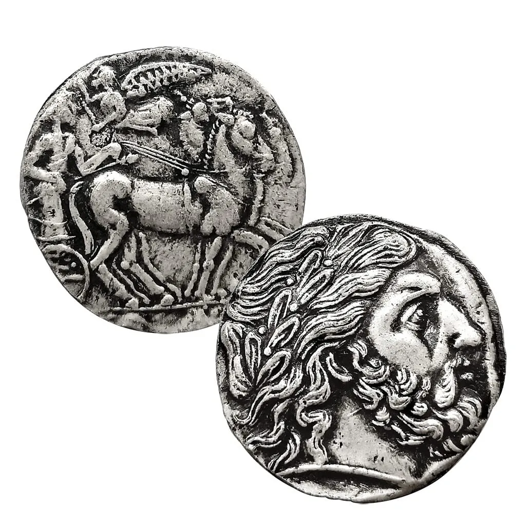 Riproduzione Monete Greche Antiche in Argento (Ancient Greek-Chariot) - immagine 1