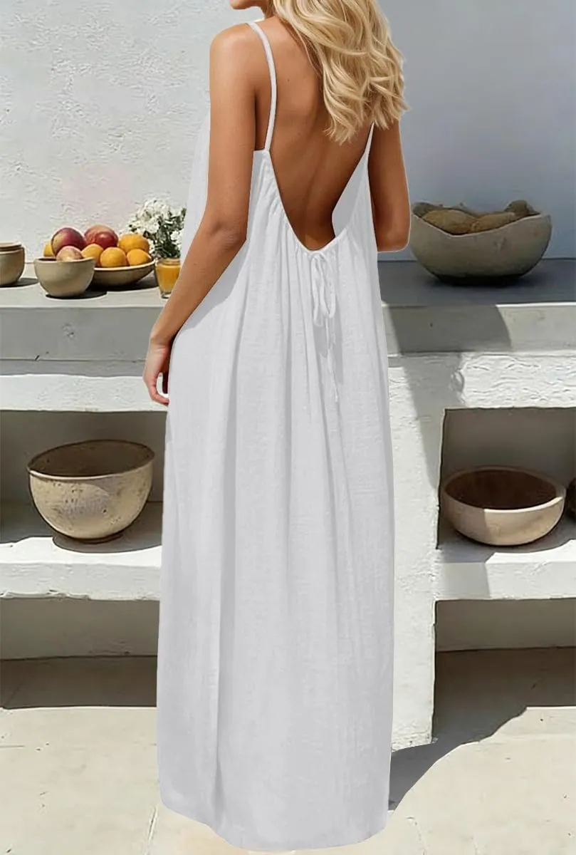 ABINGOO Vestito Estivo Lungo Donna Schiena Scoperta Maxi Abito - immagine 2