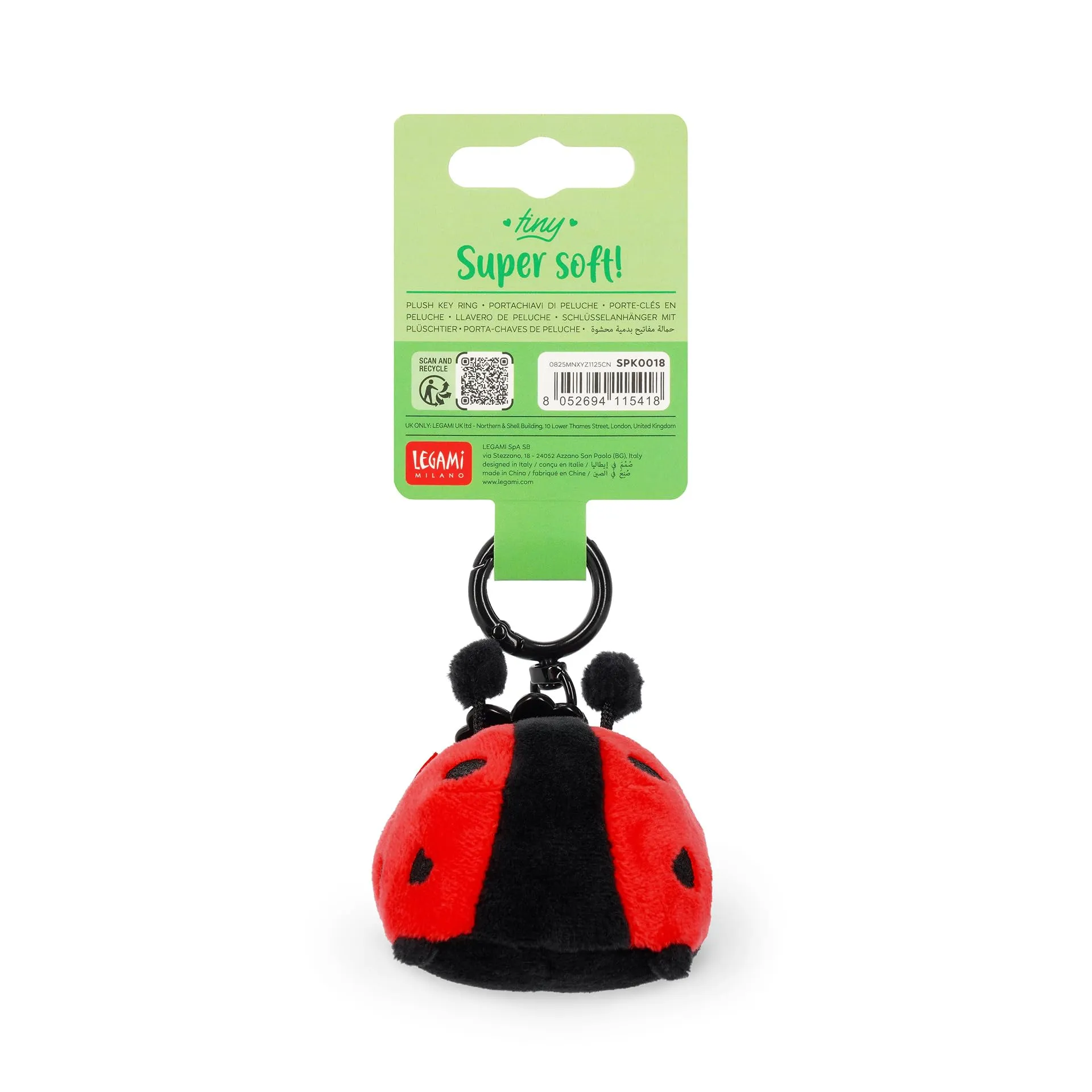 Legami Portachiavi Super Soft Ladybug, Peluche con Messaggio Inciso e Moschettone, 7x11 cm - immagine 5