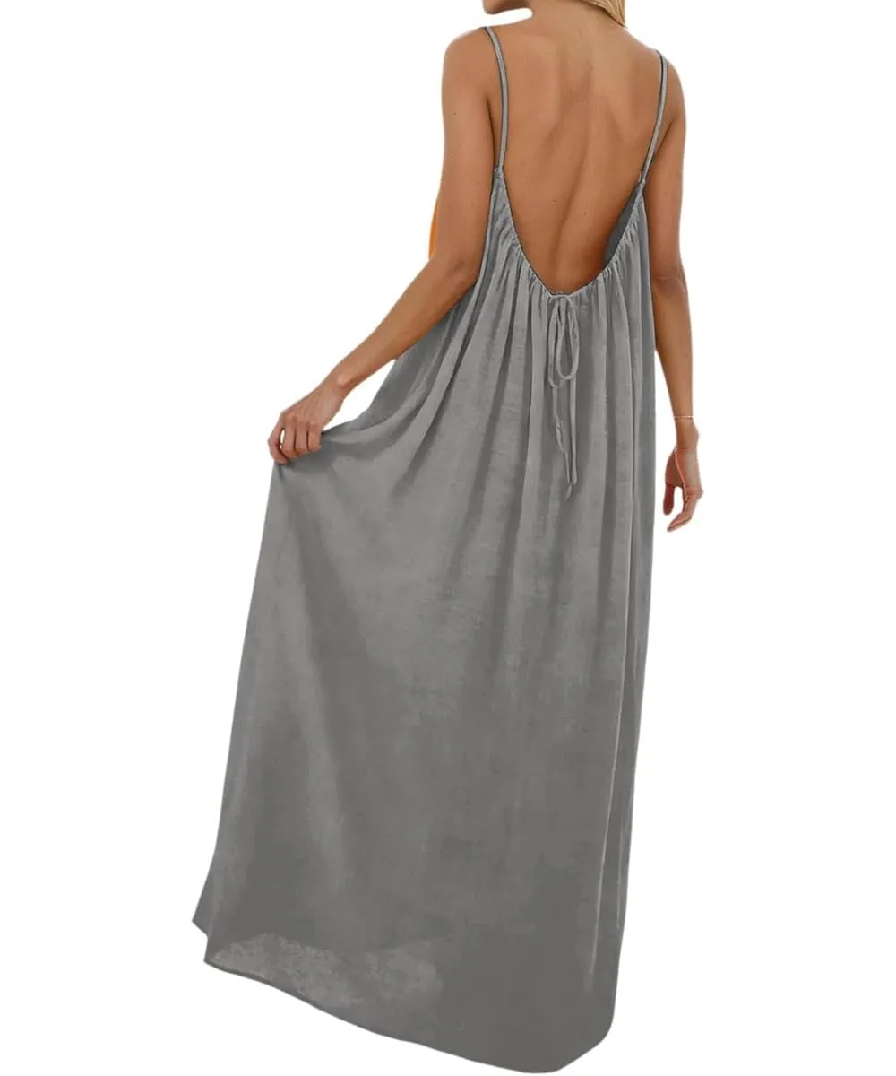 ABINGOO Vestito Estivo Lungo Donna Schiena Scoperta Maxi Abito - immagine 2
