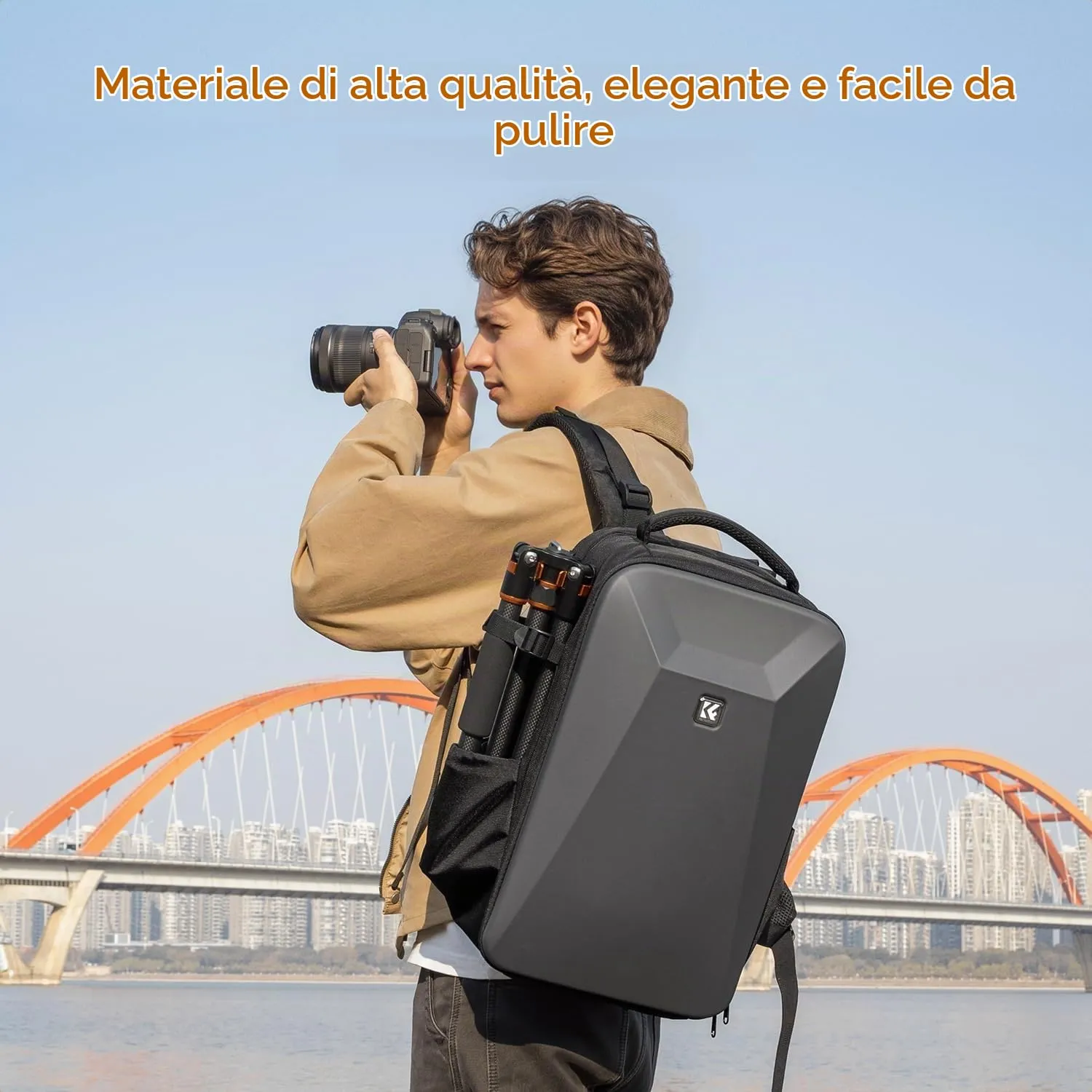 K&F Concept Zaino Fotografico Antiurto Impermeabile 44cm Grigio Scuro - immagine 6