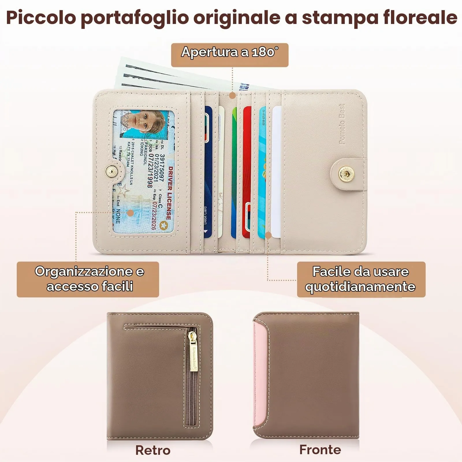 Pomelo Best Portafoglio da Donna Piccolo in Pelle PU con Blocco RFID, Kaki - immagine 3