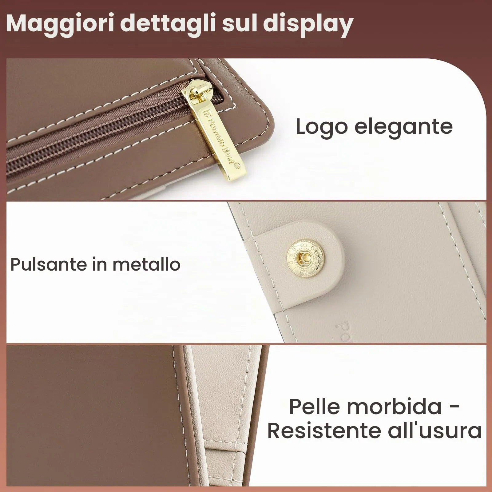 Pomelo Best Portafoglio da Donna Piccolo in Pelle PU con Blocco RFID, Kaki - immagine 6
