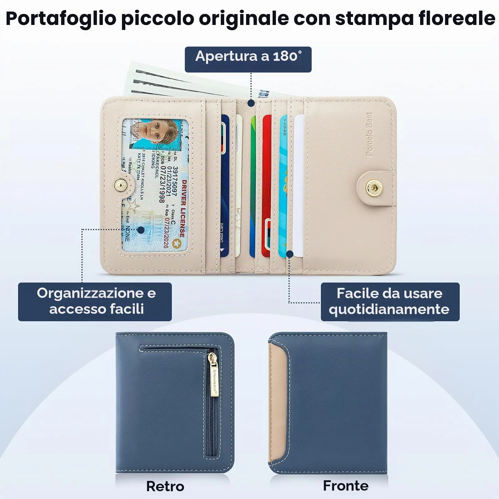 Pomelo Best Portafoglio da Donna Piccolo in Pelle PU con Blocco RFID, Blu Smog - immagine 3