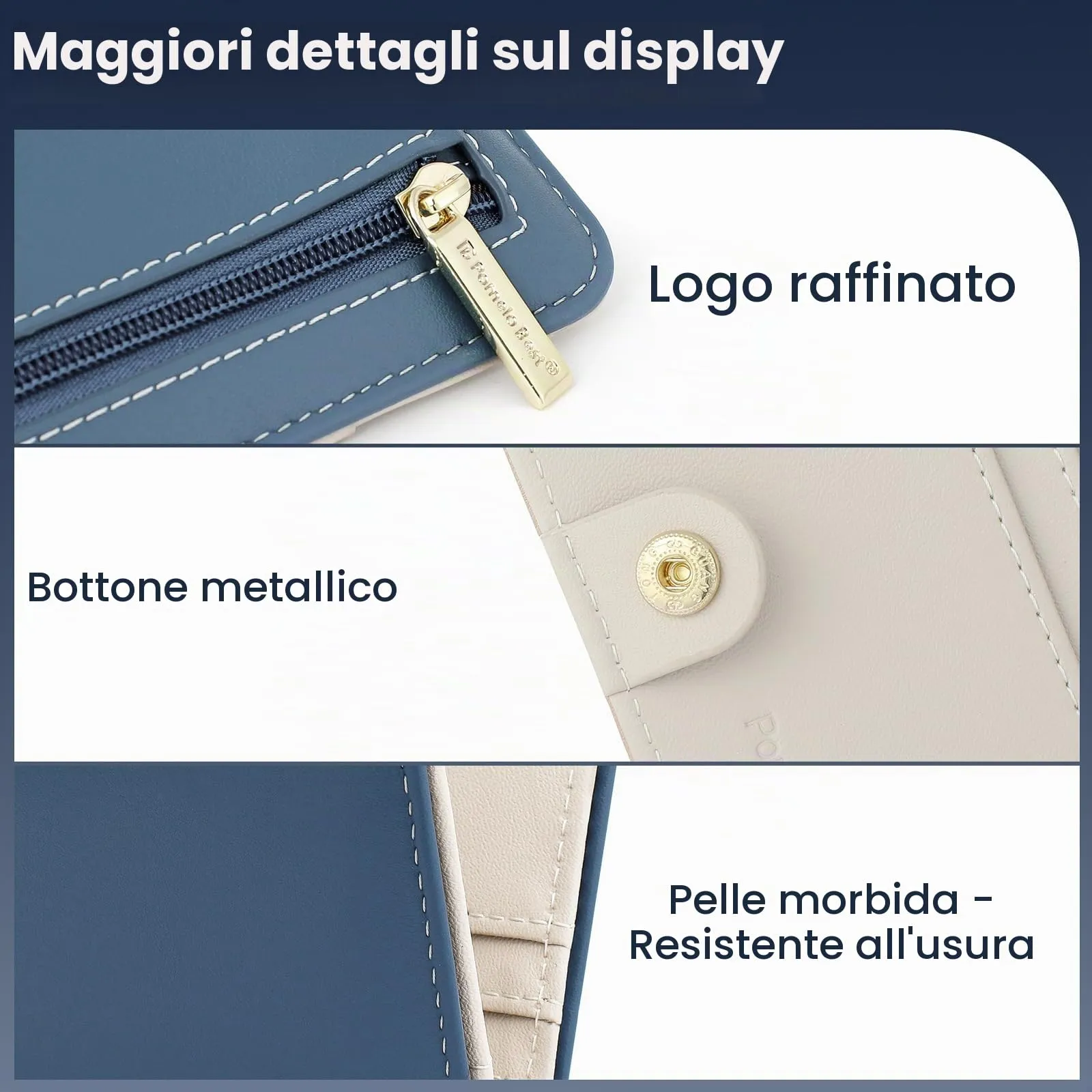 Pomelo Best Portafoglio da Donna Piccolo in Pelle PU con Blocco RFID, Blu Smog - immagine 6