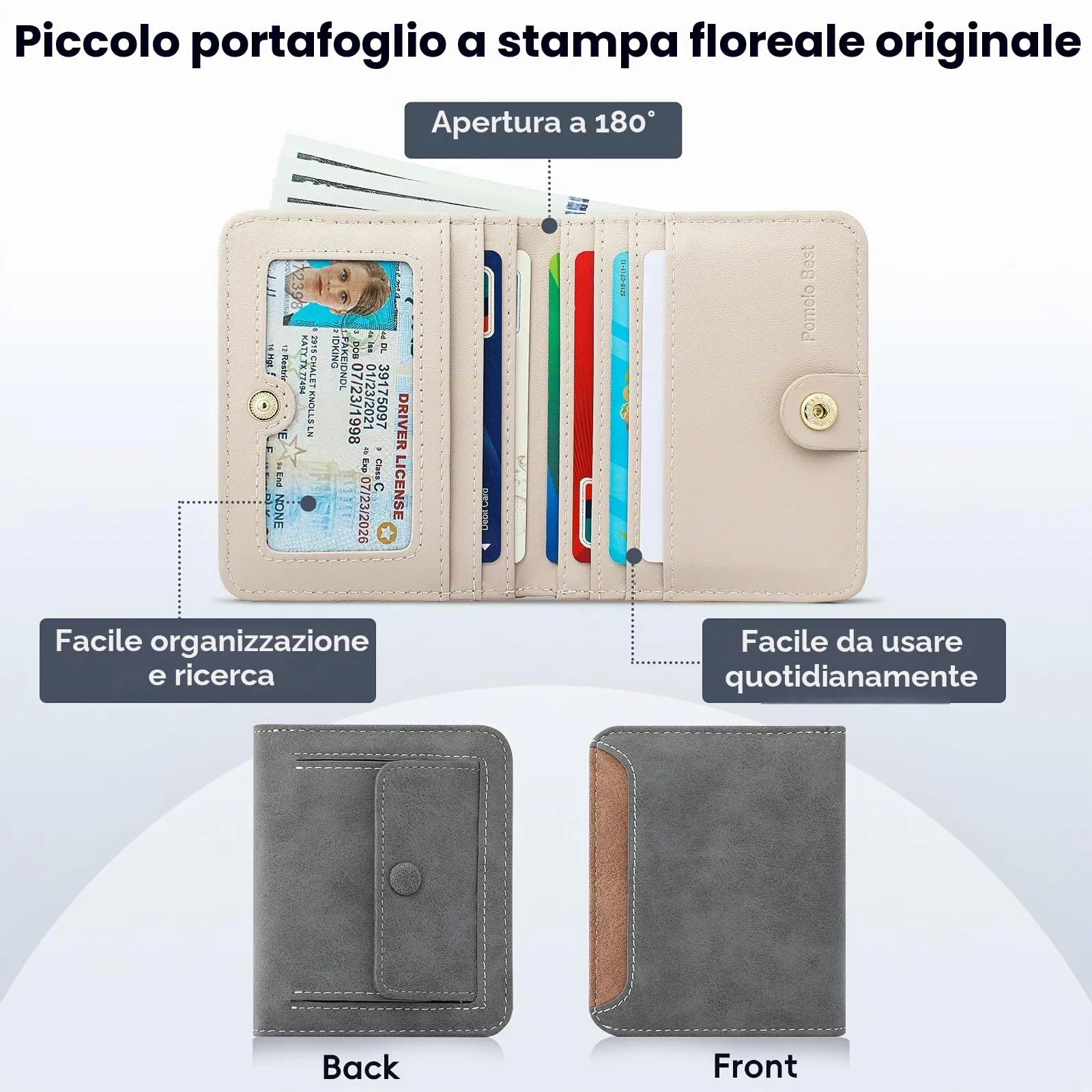 Pomelo Best Portafoglio da Donna Piccolo in Pelle PU con Blocco RFID, Grigio Scuro - immagine 3