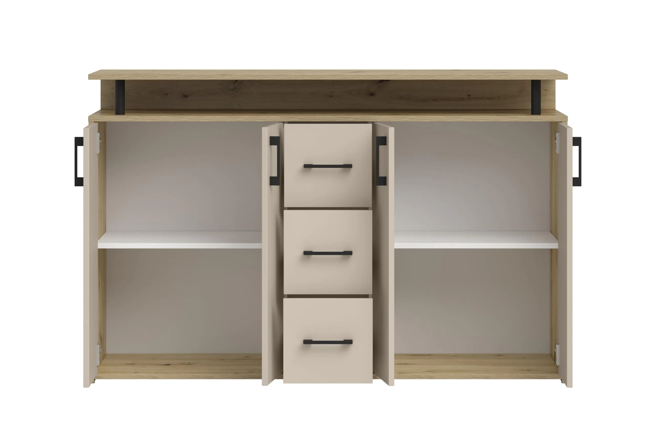 AVANTI TRENDSTORE Doro - Cassettiera da ingresso con 4 ante e 3 cassetti in legno truciolare, 139x90x34 cm - immagine 2