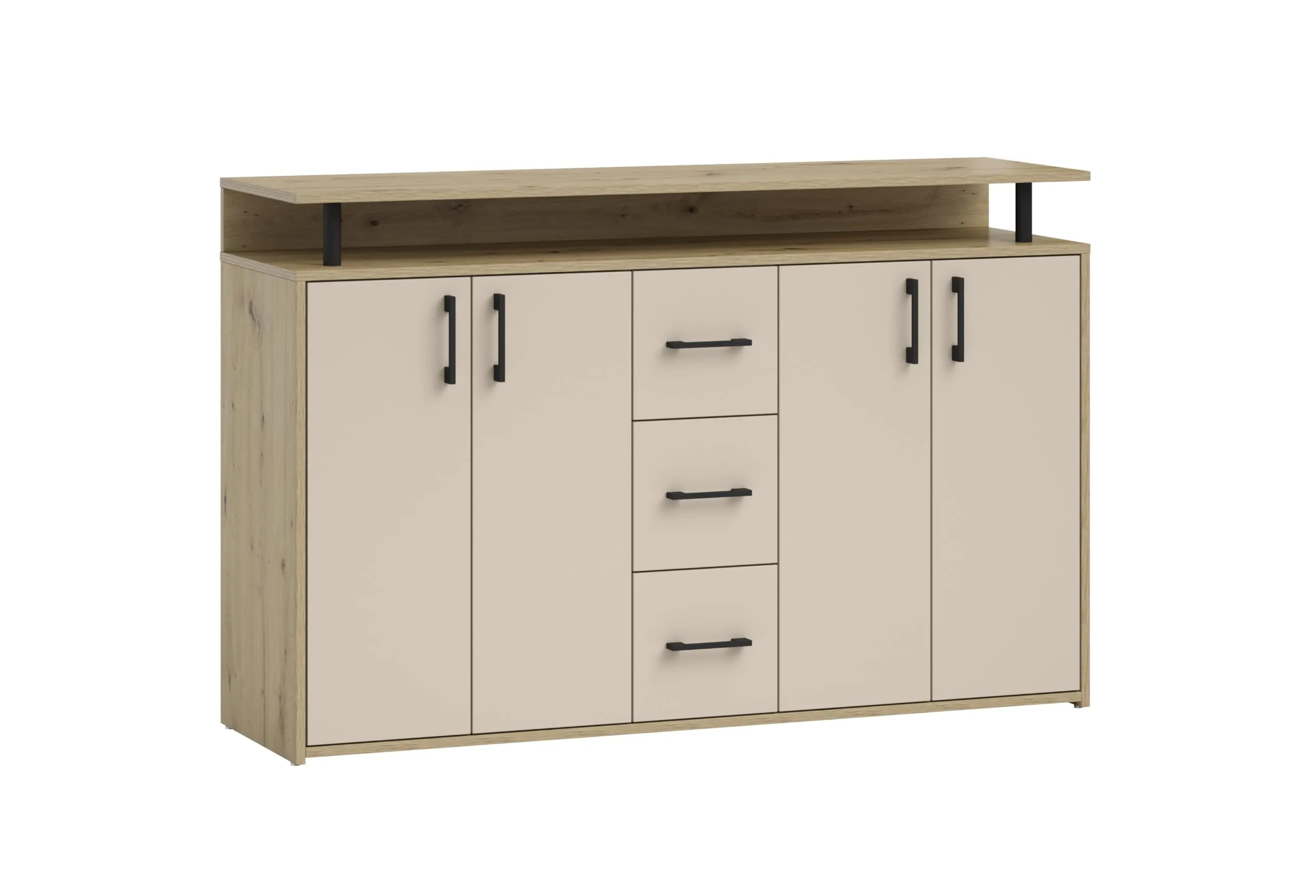 AVANTI TRENDSTORE Doro - Cassettiera da ingresso con 4 ante e 3 cassetti in legno truciolare, 139x90x34 cm - immagine 3