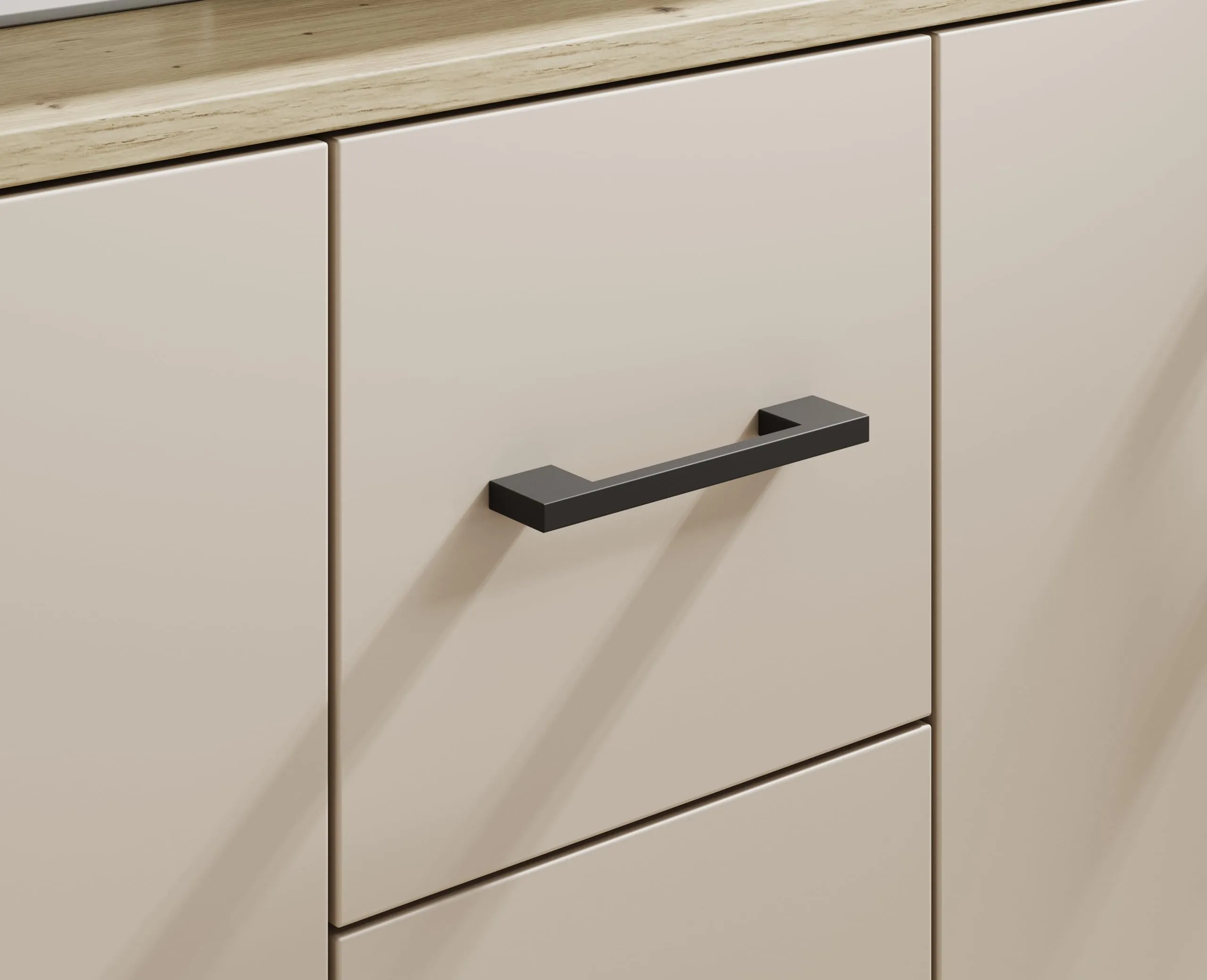 AVANTI TRENDSTORE Doro - Cassettiera da ingresso con 4 ante e 3 cassetti in legno truciolare, 139x90x34 cm - immagine 5