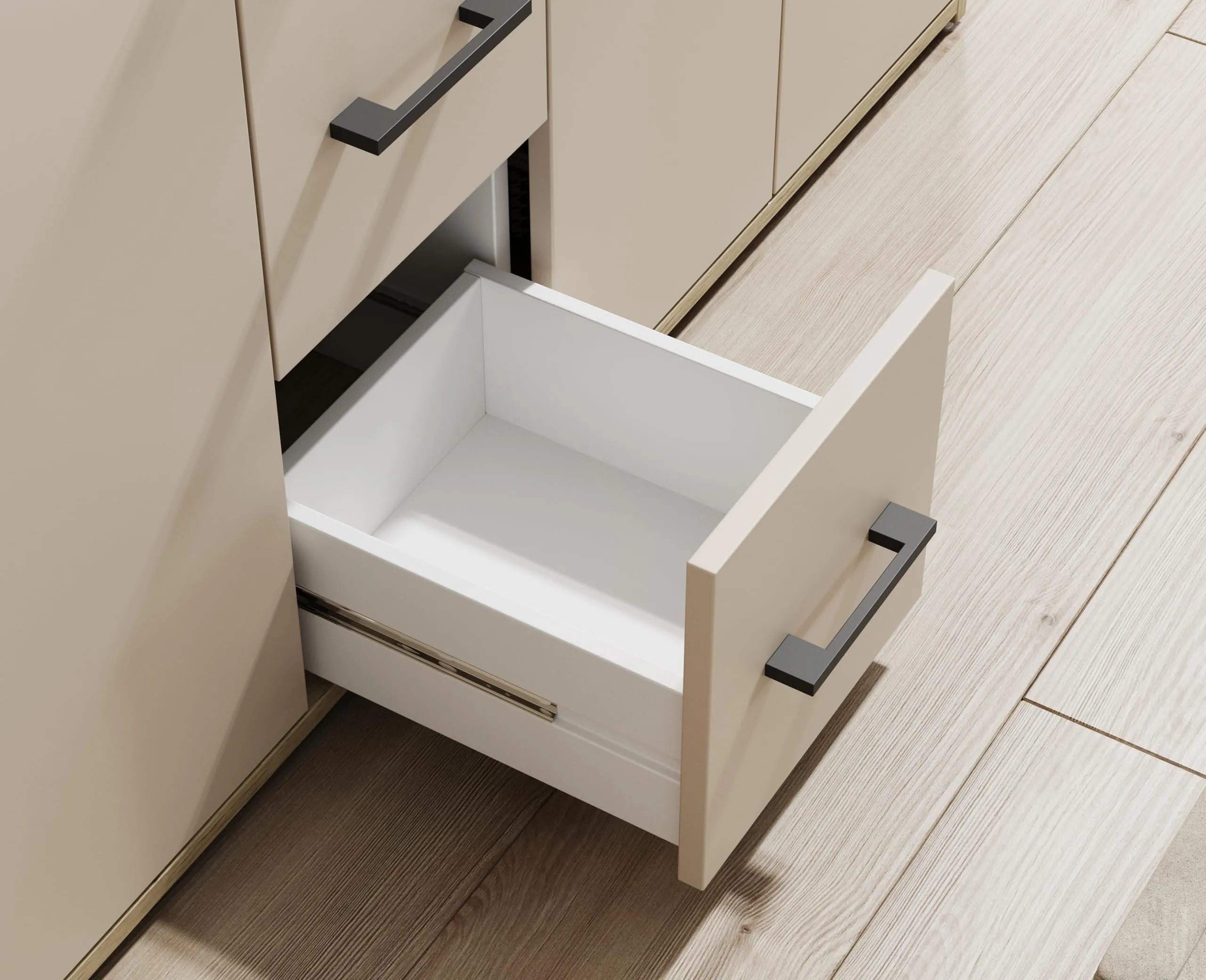 AVANTI TRENDSTORE Doro - Cassettiera da ingresso con 4 ante e 3 cassetti in legno truciolare, 139x90x34 cm - immagine 6