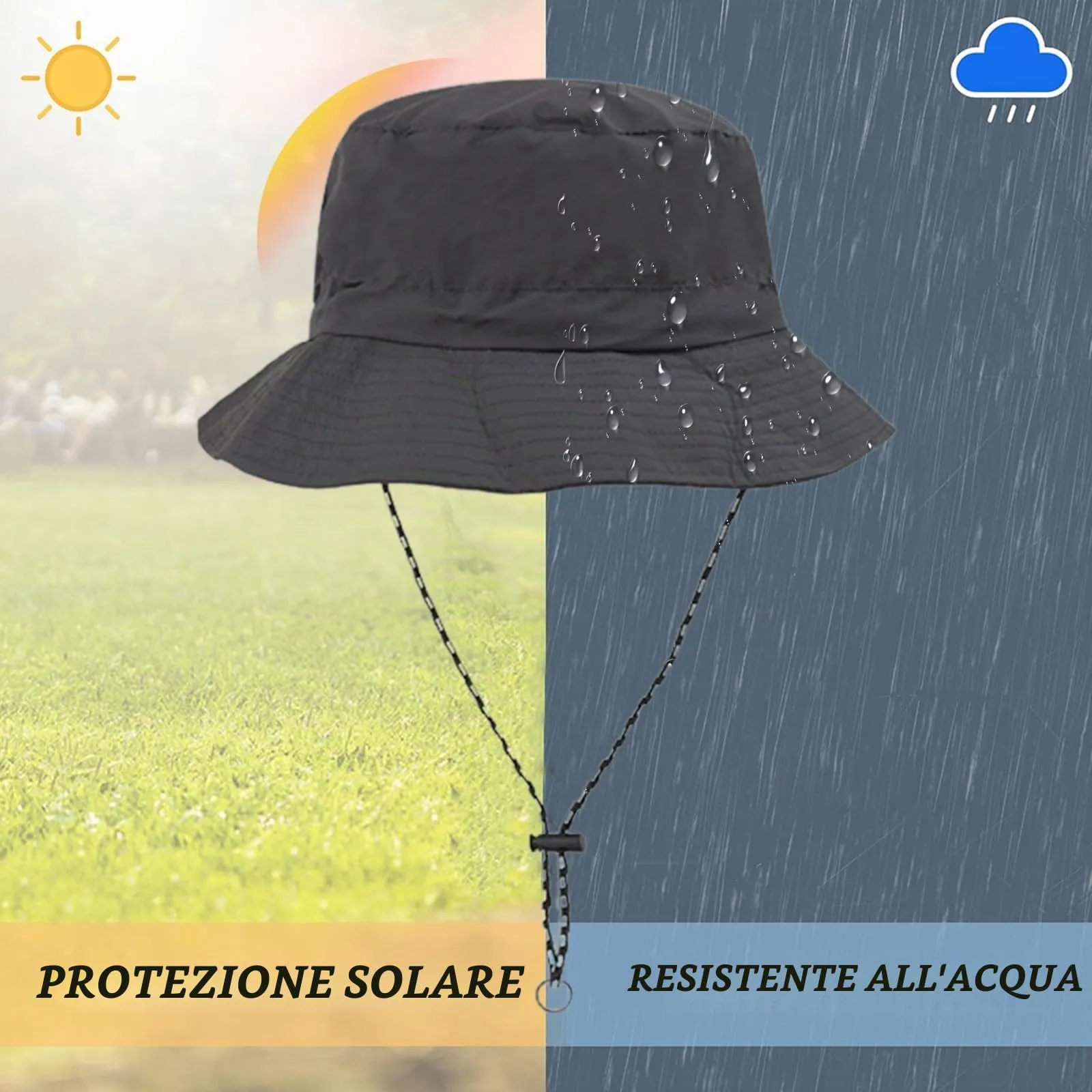 AIYVELU Cappello Safari Donna Bucket Hat Tesa Larga Impermeabile e Traspirante, Grigio - immagine 5